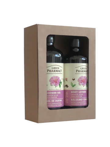 Green Pharmacy Darčekový balíček DAMAŠSKÁ RUŽA A BAMBUCKÉ MASLO 2 ks