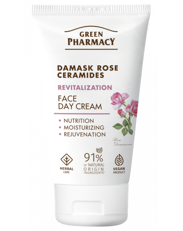 Green Pharmacy Revitalization - denný krém na tvár "DAMAŠSKÁ RUŽA A CERAMIDY"  50 ml