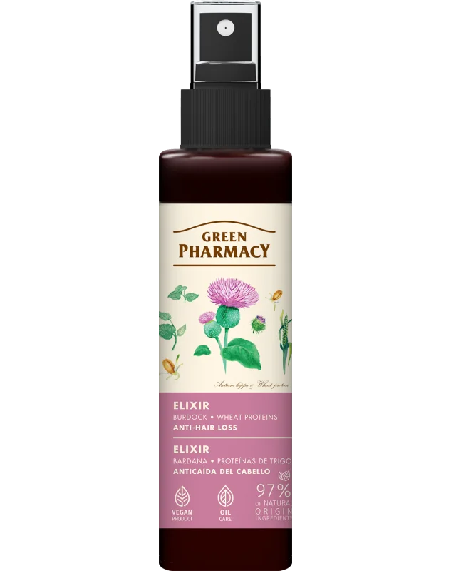 Green Pharmacy elixír proti vypadávani vlasov 150 ml - Lopúch a pšeničné proteíny