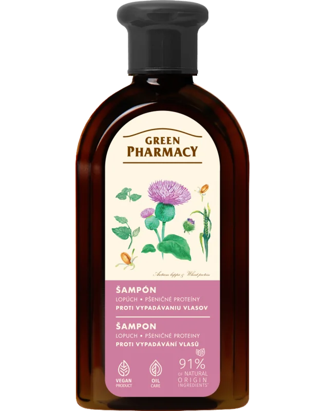 Green Pharmacy šampon proti vypadávání vlasů 350 ml - Lopuch a pšeničné proteiny
