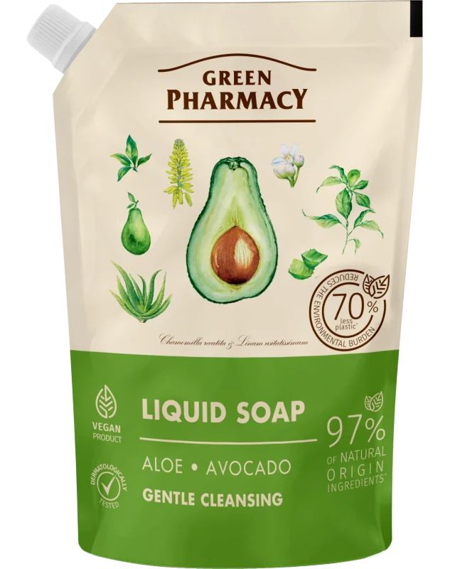 Green Pharmacy tekuté krémové mydlo - náhradná náplň 460 ml - Aloe vera a avokádo