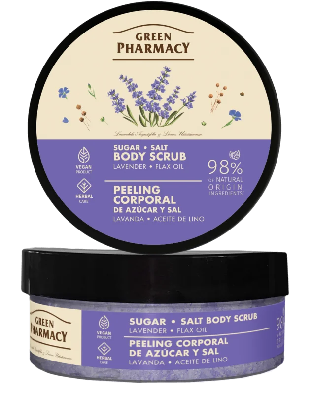 Green Pharmacy cukrovo-solný tělový peeling 200 ml - Levandule a lněný olej