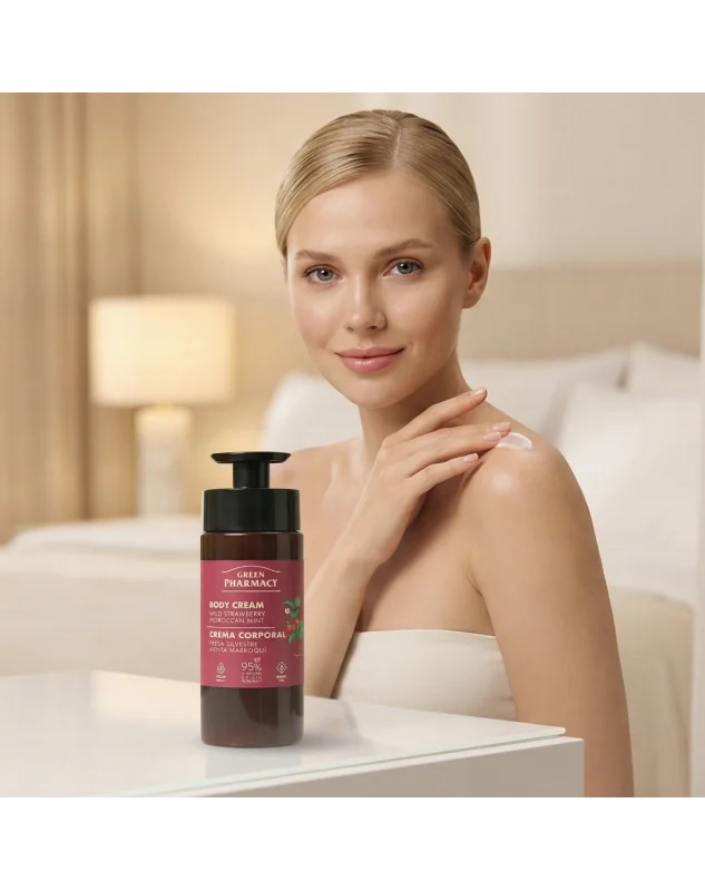 Green Pharmacy tělový krém 739 ml - Lesní jahoda a marocká máta
