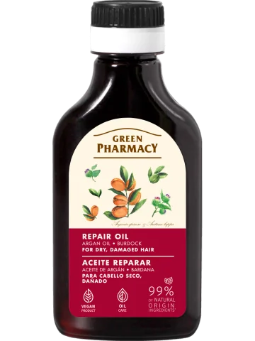 Green Pharmacy olej na suché a poškozené vlasy s arganovým olejem a lopuchem 100 ml