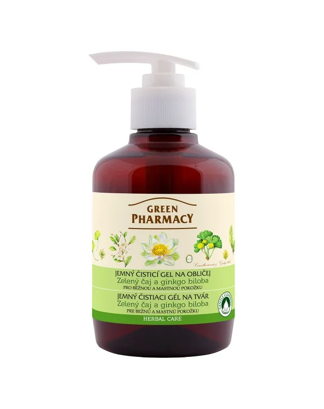 Green Pharmacy Jemný čistící gel na obličej 270ml - Zelený čaj a ginkgo biloba